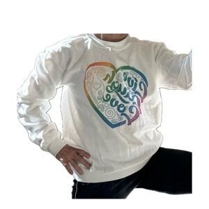 Live Laugh Love white fleece lined long sleeve sweatshirt NWT sz S